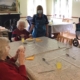 staff and residents eating